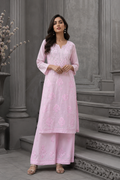 Chikankari Suit Set-Gradient Chanderi Silk with Muqesh Work