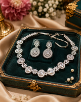 White American Diamond Necklace Set