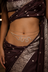 Silver-Tone Crystal Waist / Belly Chain | Draped Kamarbandh