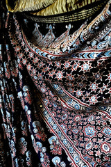 Ajrakh Black  Mirror Work Saree with Natural Dye – Kutch, Gujarat