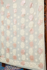Chikankari Yellow Organza Banarasi Zari Work Saree