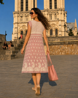 Dusty Mauve Lucknowi Chikankari Ambi Jaal Flared Frock Dress