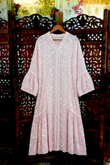 Handcrafted Lucknowi Style- Premium Brown Ghas Patti Chikankari Pure Crepe Kaftan