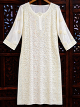 Chikankari Light Yellow Cutdana Suit Set with Pants, Dupatta & Slip in Premium Georgette