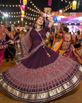 Premium Burgundy Lustrous Lagdi Patta Ajrakh Chaniya Choli – Navratri & Garba Chaniya Choli Set