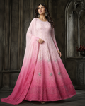 Pink Ombre Chikankari Anarkali with Cutdana Work – Premium Georgette Lucknow