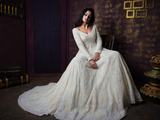Chikankari - Lemon Yellow Georgette Anarkali with Heavy Cutdana & Bead Work