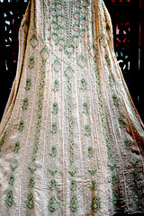 Pure Mul Chanderi Chikankari Kurta Set with Cutdana Work, Sharara & Dupatta