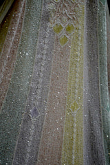 Pastel Multi-Colour Chikankari Mul Chanderi Sequin Work Anarkali with Dupatta