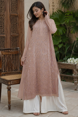 Chikankari-Handcrafted Lucknowi Resham Thread & Muqesh Work Georgette Kurti