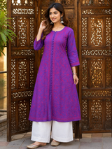 Premium Lucknowi Chikankari Chanderi Silk Kurti for Women | Handcrafted Ethnic Embroidered Kurti-Stitched