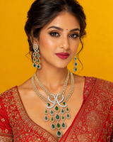 Wedding Turkish-Style 4-Tone Polish American Diamond Necklace Set