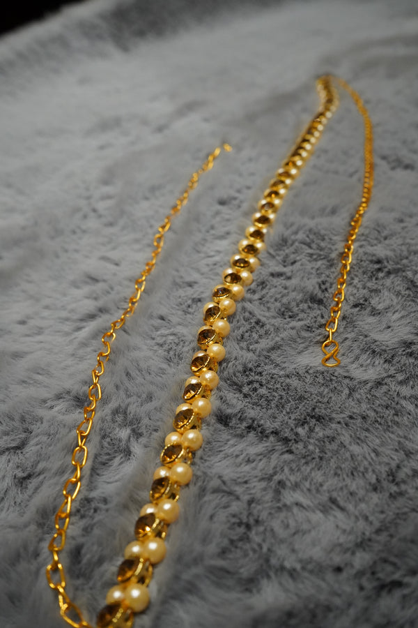 Gold-Tone Pearl & Crystal Waist / Belly Chain | Elegant Kamarbandh