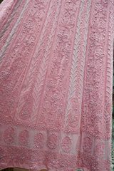 Handcrafted Lucknowi Chikankari Heavy Multi Cutdana Work Peach Georgette Semi-Stitched Anarkali Suit with Dupatta