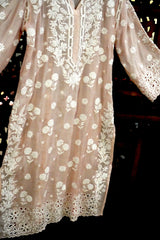 Blush Pink Lucknowi Ghas Patti Chikankari Cutwork Muslin Palazzo Set