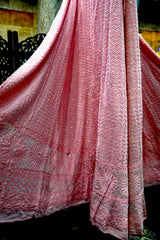 Handcrafted Lucknowi Chikankari Heavy Cutdana & Gota Work Blush Pink Georgette Semi-Stitched Lehenga Choli with Dupatta