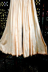 Pure Mul Chanderi Chikankari Kurta Set with Cutdana Work, Sharara & Dupatta