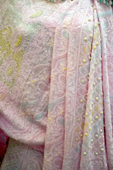 Blush Pink Chikankari Lehenga Choli with Cutdana, Pearl & Bead Work and Dupatta
