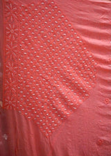 Premium Dark Peach Lucknowi Chikankari Pure Georgette Saree with Heavy Bead Work & Blouse