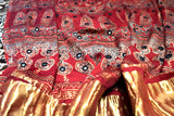 Ajrakh Red Mirror Work Saree – Natural Dye Handcrafted Saree from Kutch, Gujarat