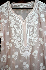 Blush Pink Lucknowi Ghas Patti Chikankari Cutwork Muslin Palazzo Set