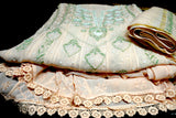 Pure Mul Chanderi Chikankari Kurta Set with Cutdana Work, Sharara & Dupatta