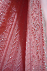 Handcrafted Lucknowi Chikankari Heavy Multi Cutdana Work Peach Georgette Semi-Stitched Anarkali Suit with Dupatta