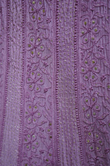 Onion Pink Pure Mul Chanderi Chikankari Anarkali Gown with Pitta & Mukaish Work and Dupatta
