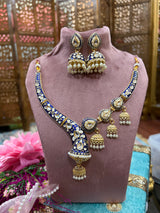 Rajasthani Style Heritage Brass Necklace Set with Jhumka Earrings | Antique Gold Finish
