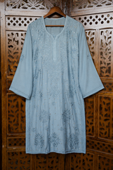 Chikankari Suit Set-Gradient Chanderi Silk with Muqesh Work