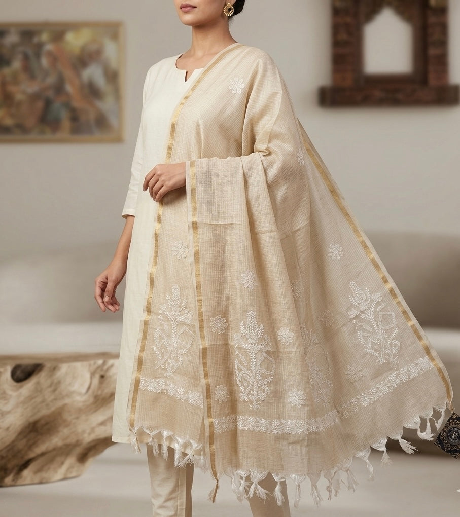Chikankari Kota Heavy Embroidered Dupatta