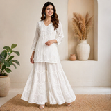 Chikankari Gharara Heavy Embroidered Cotton