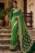 Green Bandhej Pure Georgette Saree – Jamnagar