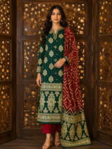 Bandhej Chinon Silk Suit Set – Unstitched