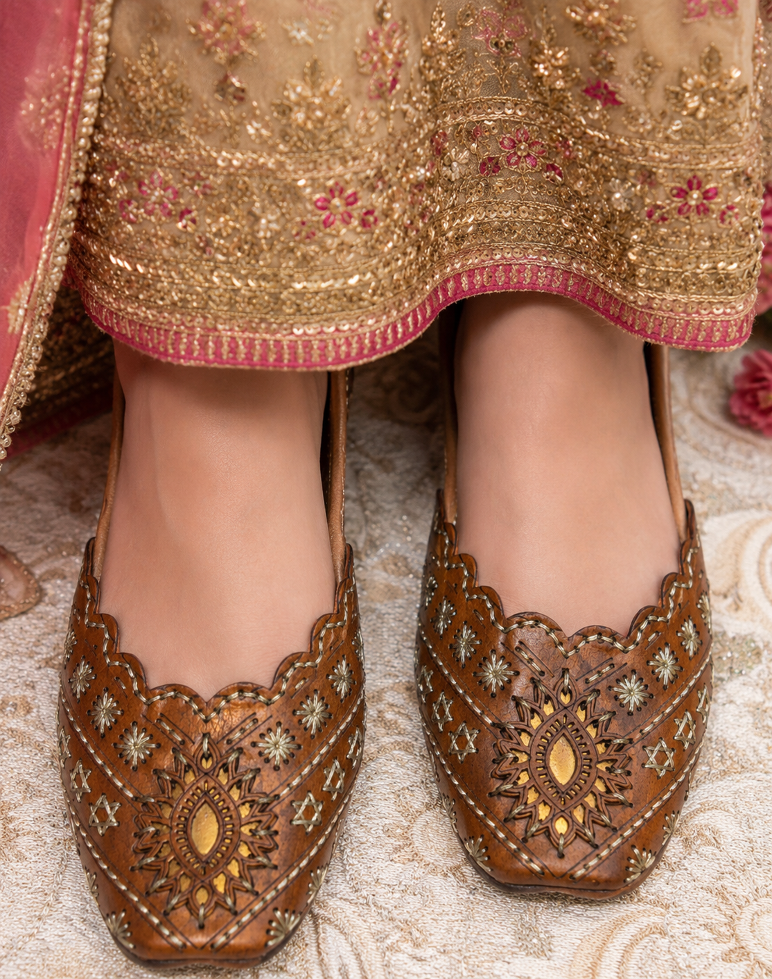 Brown Pure Leather Punjabi Jutti