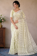 Chikankari Green Viscose Georgette Keel Jaal Saree