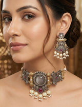 Two-Tone Vintage Pearl Choker Set