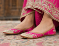 PInk Dabka Zardosi Punjabi Jutti – Pure Leather Handcrafted