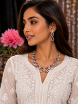 Emerald American Diamond Necklace Set