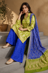 Bandhej Chinon Silk Suit Set – Unstitched set