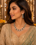 Emerald American Diamond Necklace Set