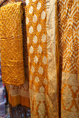 Bandhej Chinon Silk Suit Set – Unstitched set