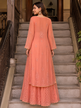 Handcrafted Lucknowi Chikankari Mukaish Work Georgette Straight Suit with Sharara | Stitched | Without Dupatta