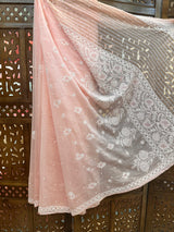 Chikankari Fine Mul Chanderi Saree with Kutdana, Bead & Keel Jaal Work