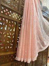 Chikankari Fine Mul Chanderi Saree with Kutdana, Bead & Keel Jaal Work