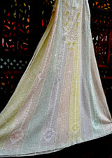 Pastel Multi-Colour Chikankari Mul Chanderi Sequin Work Anarkali with Dupatta