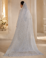 Premium Light Blue Heavy Chikankari Lehenga Set in Pure Georgette with Cutdana, Sequin & Bead Work | Blouse, Dupatta & Complimentary Belly Chain