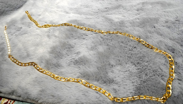 Gold-Tone Pearl Accent Waist / Belly Chain | Minimal Kamarbandh