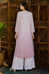 Chikankari Resham Thread Jaal Work Georgette Kurti From Lucknow– Handcrafted Ethnic Wear for Women