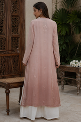 Chikankari-Handcrafted Lucknowi Resham Thread & Muqesh Work Georgette Kurti